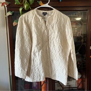 Eileen Fisher Crinkle Silk Jacket in Ivory Size Medium